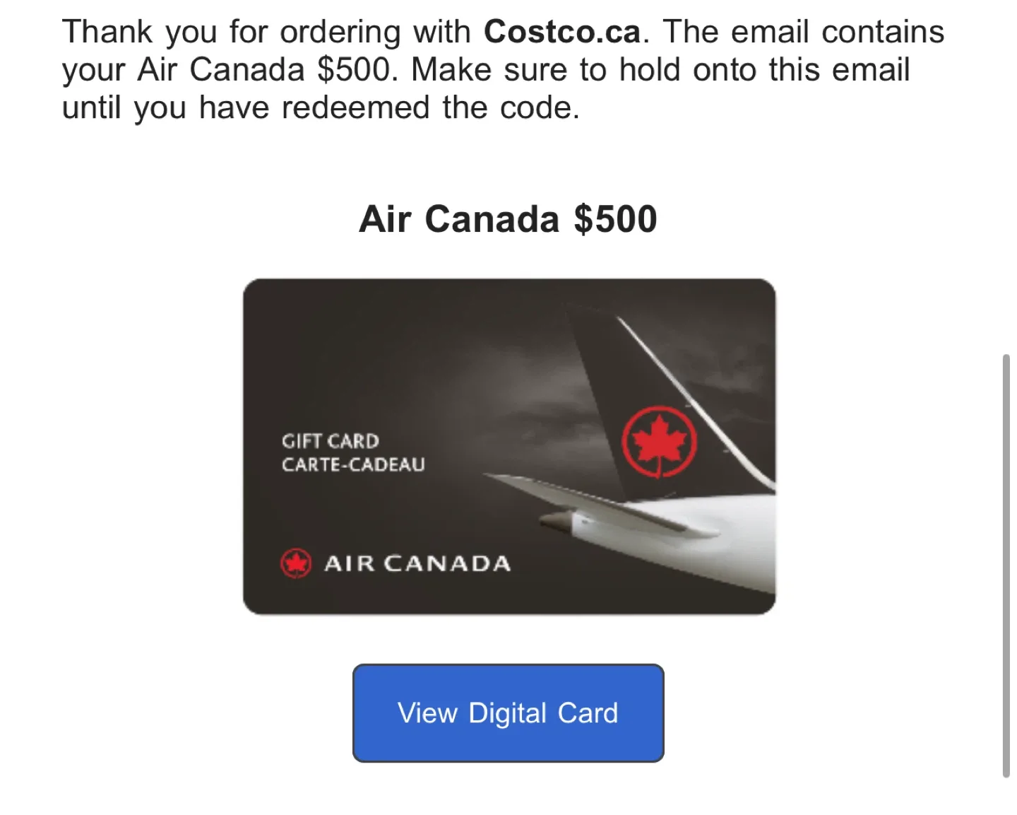 Air Canada eGift card