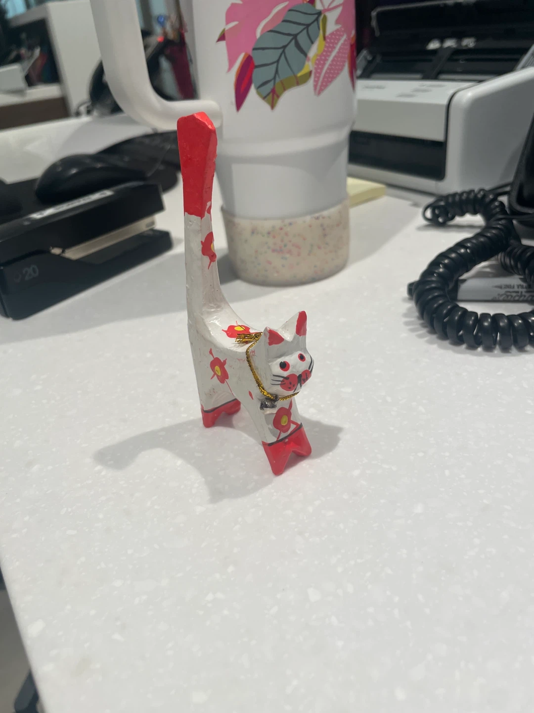 Hand Carved Cat Figurine