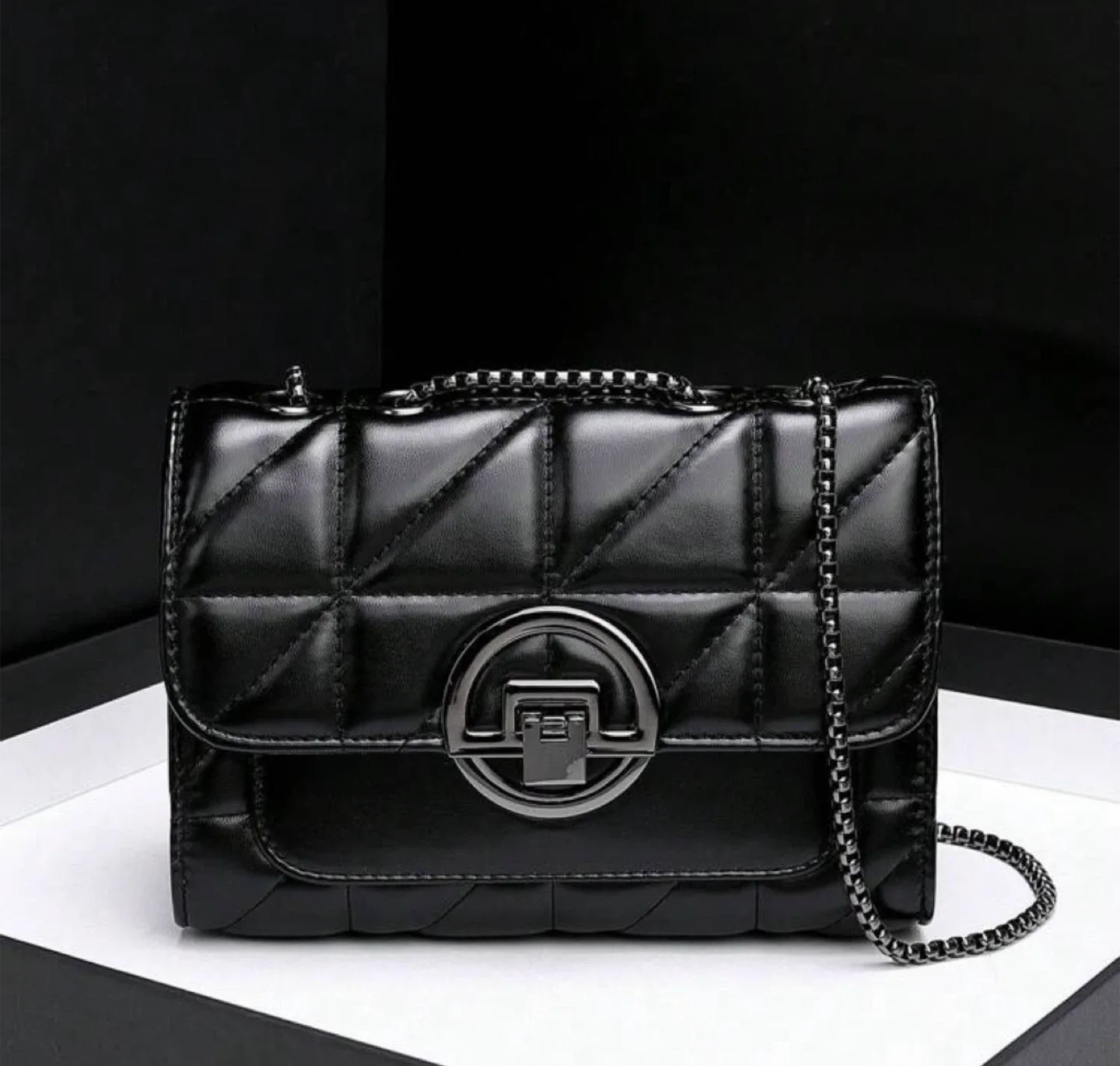 Black Quilted Chain Bag