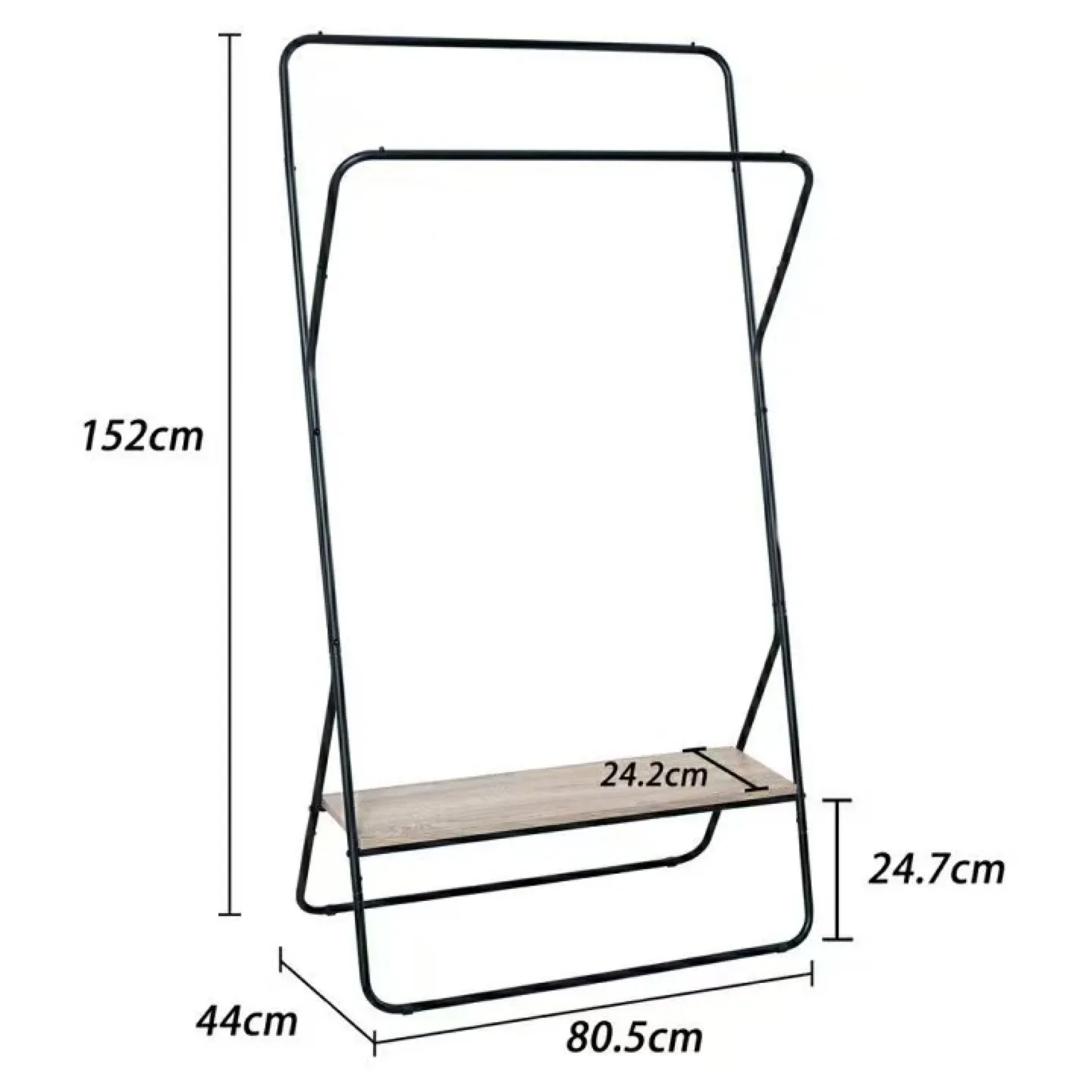 Clothes Rack with Shelf - Black Metal Frame