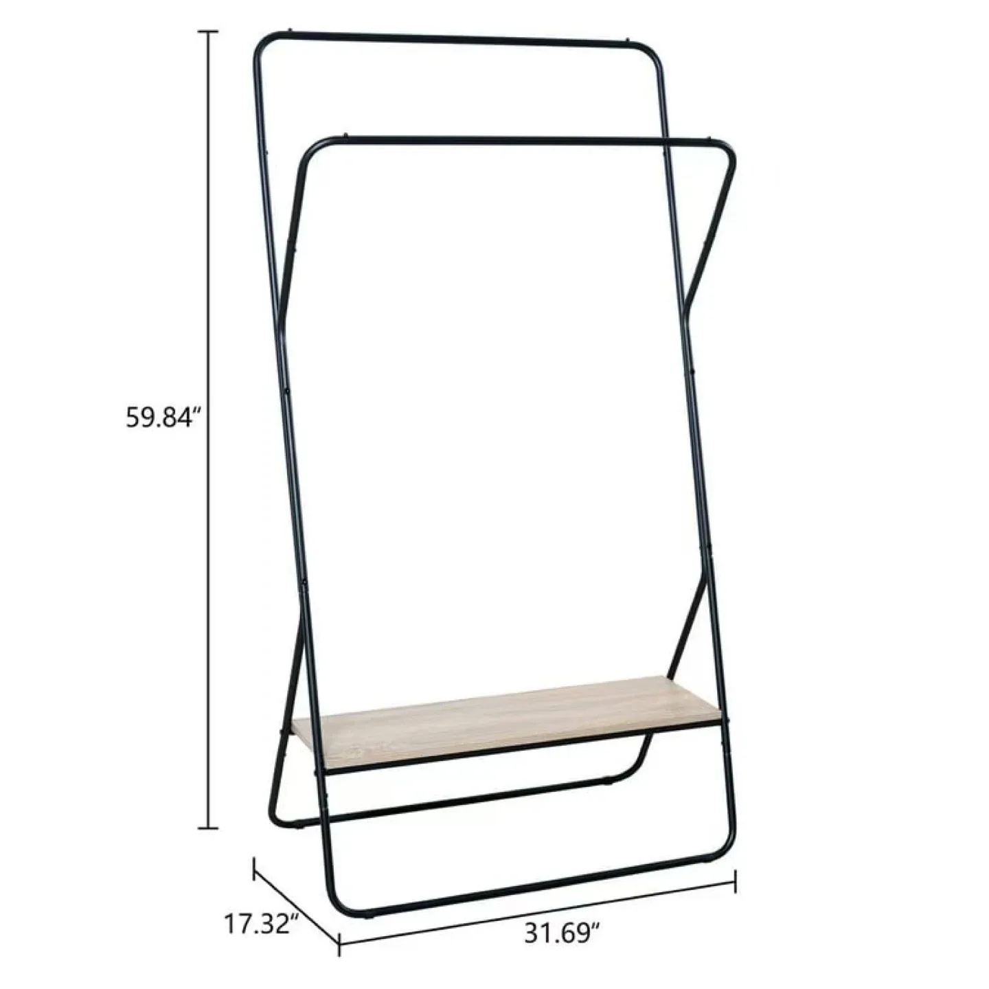 Clothes Rack with Shelf - Black Metal Frame image indicator(3)
