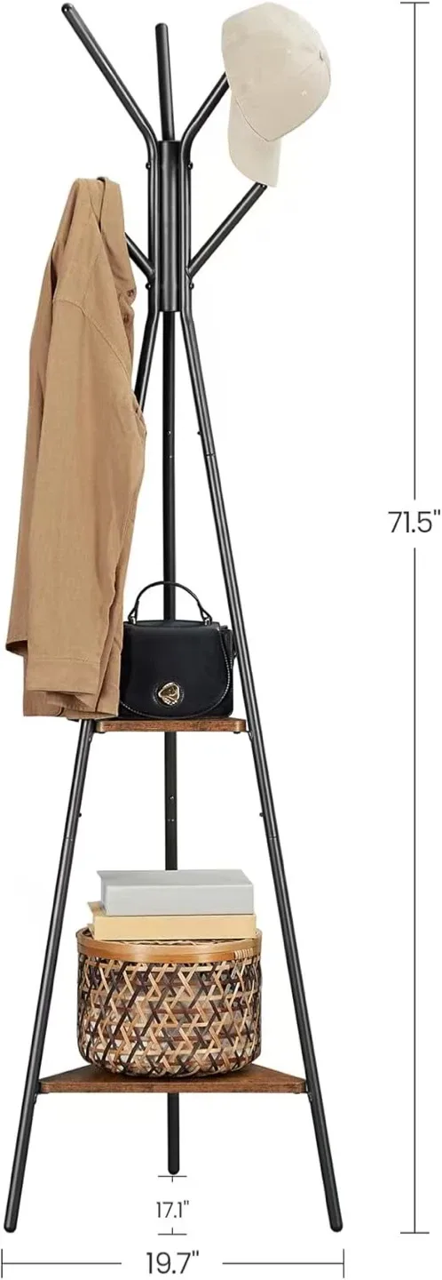 Coat Rack Stand with Shelves - Hall Tree image indicator(3)