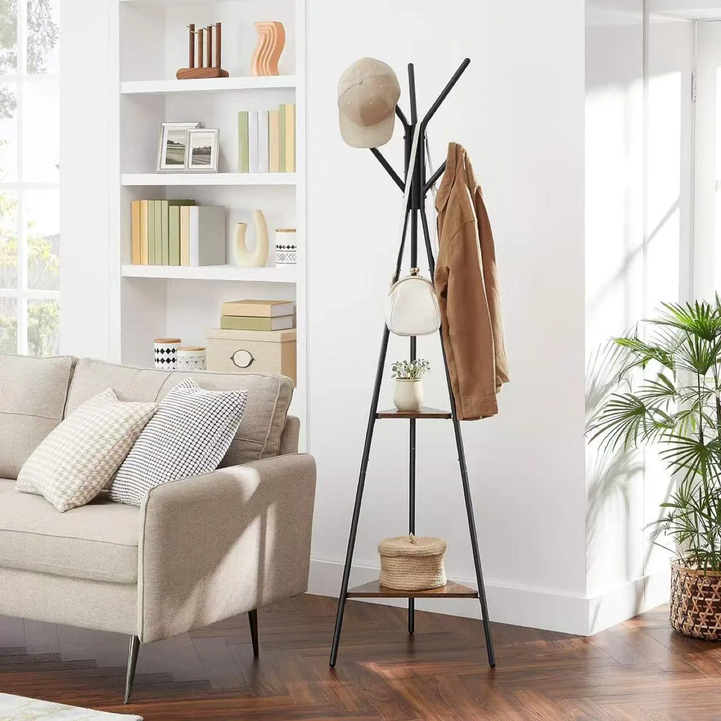 Coat Rack Stand with Shelves - Hall Tree image indicator(2)