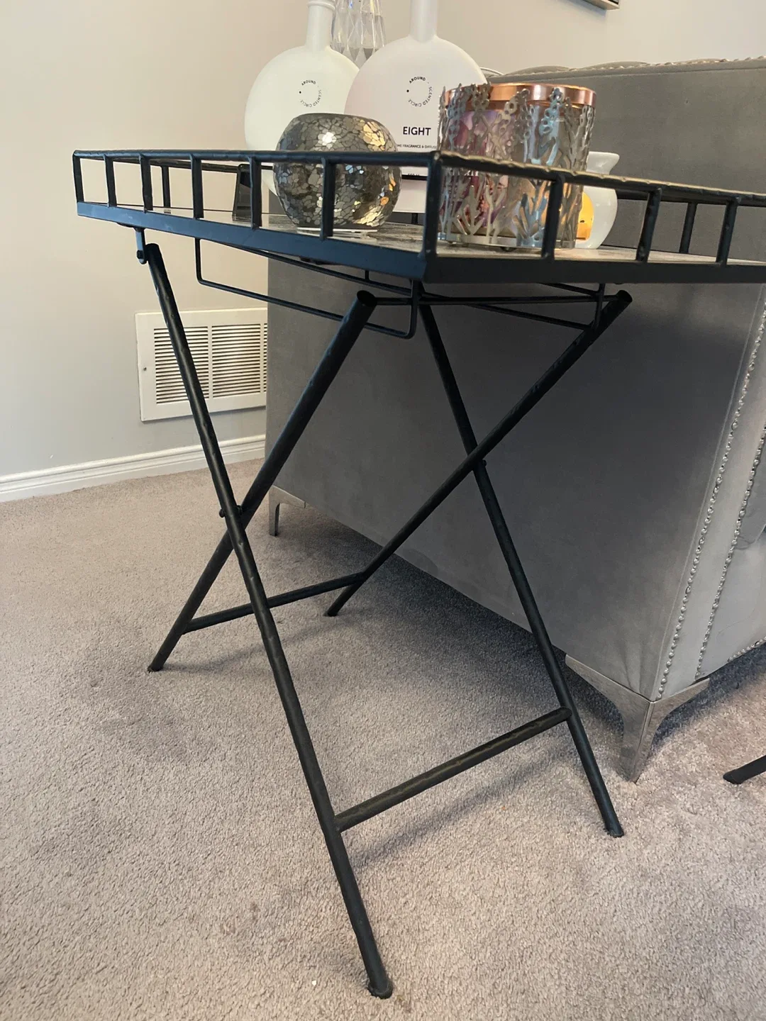 Black Folding Serving Bar Cart