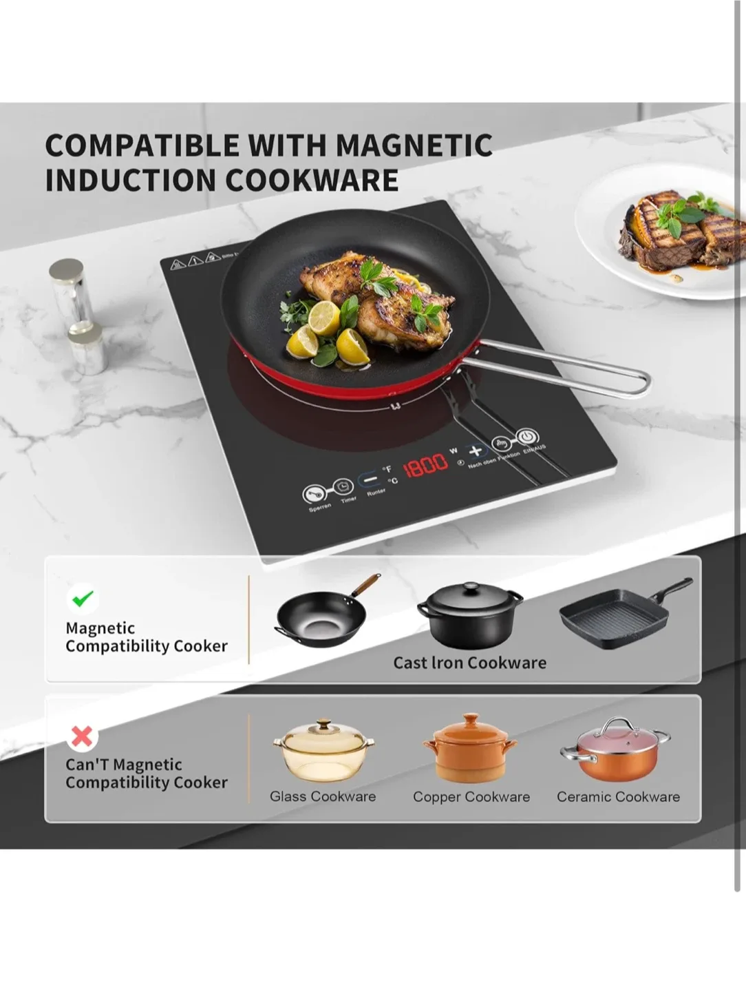 Portable 1800W Induction Cooktop image indicator(5)