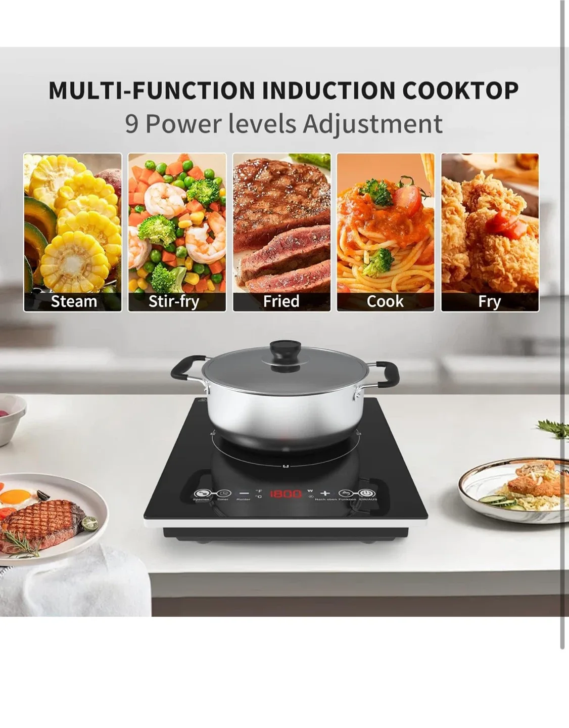 Portable 1800W Induction Cooktop image indicator(4)