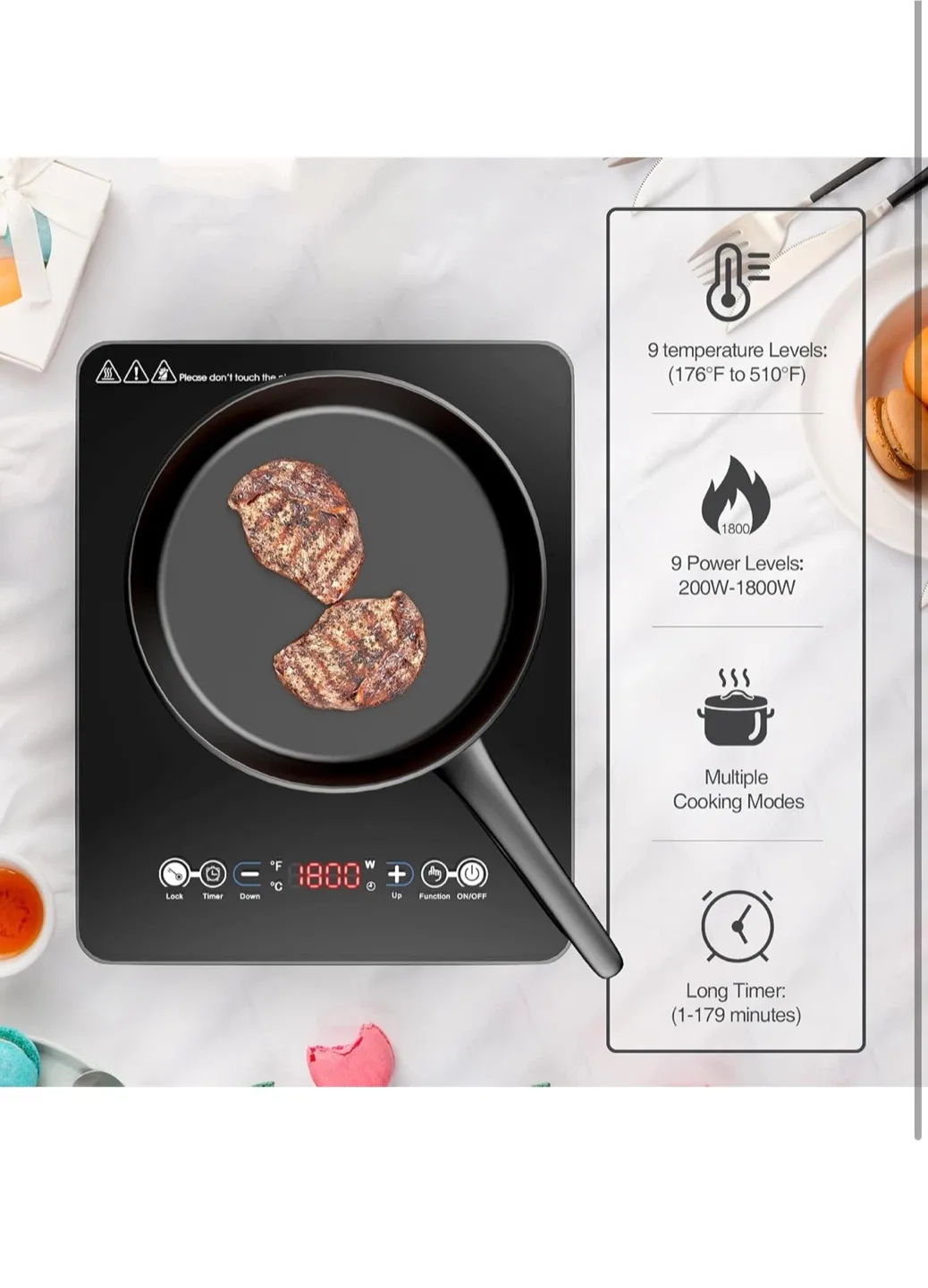 Portable 1800W Induction Cooktop image indicator(8)