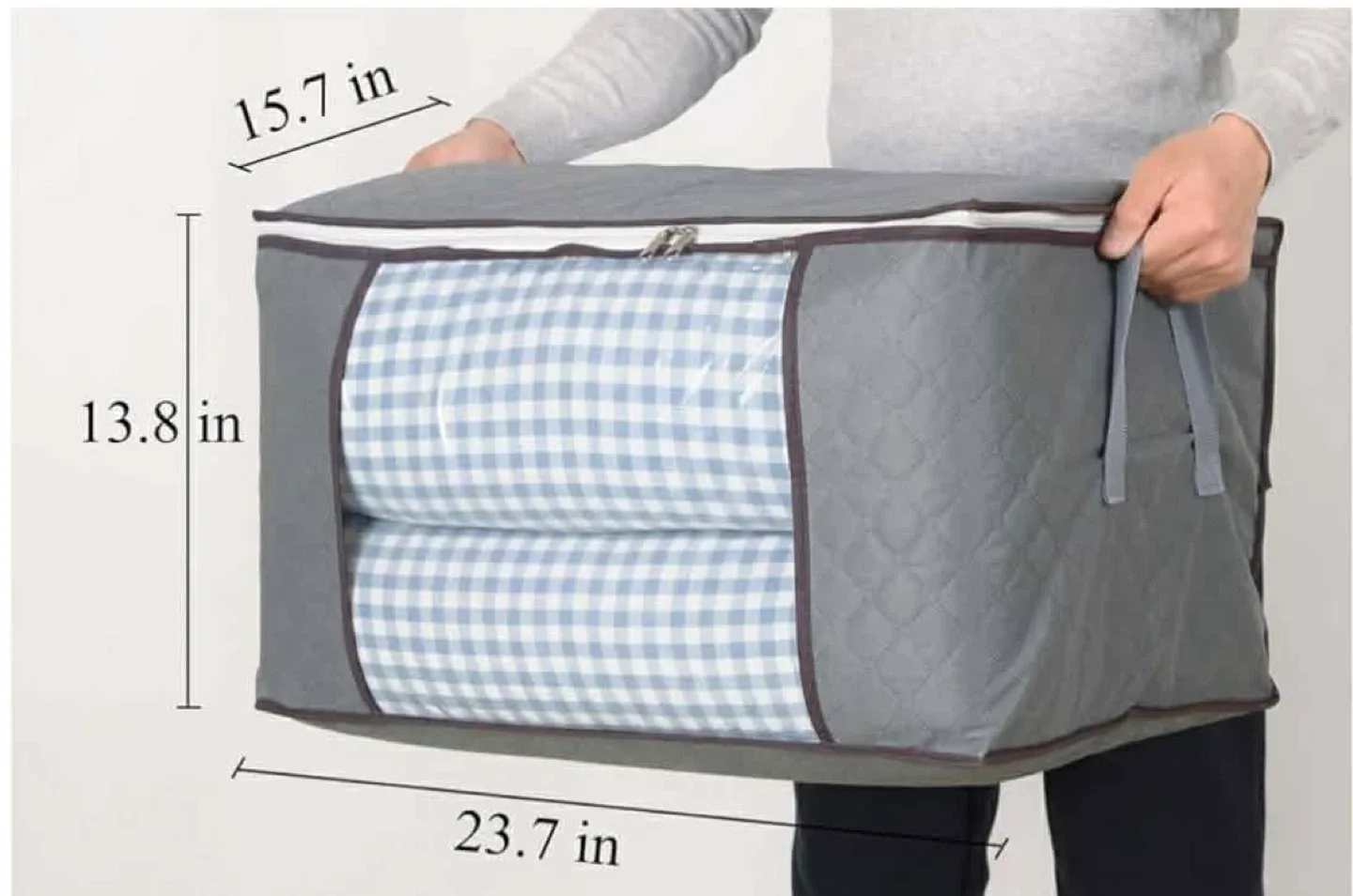 2 new Foldable Clothes Storage Bags - Gray/Brown image indicator(5)