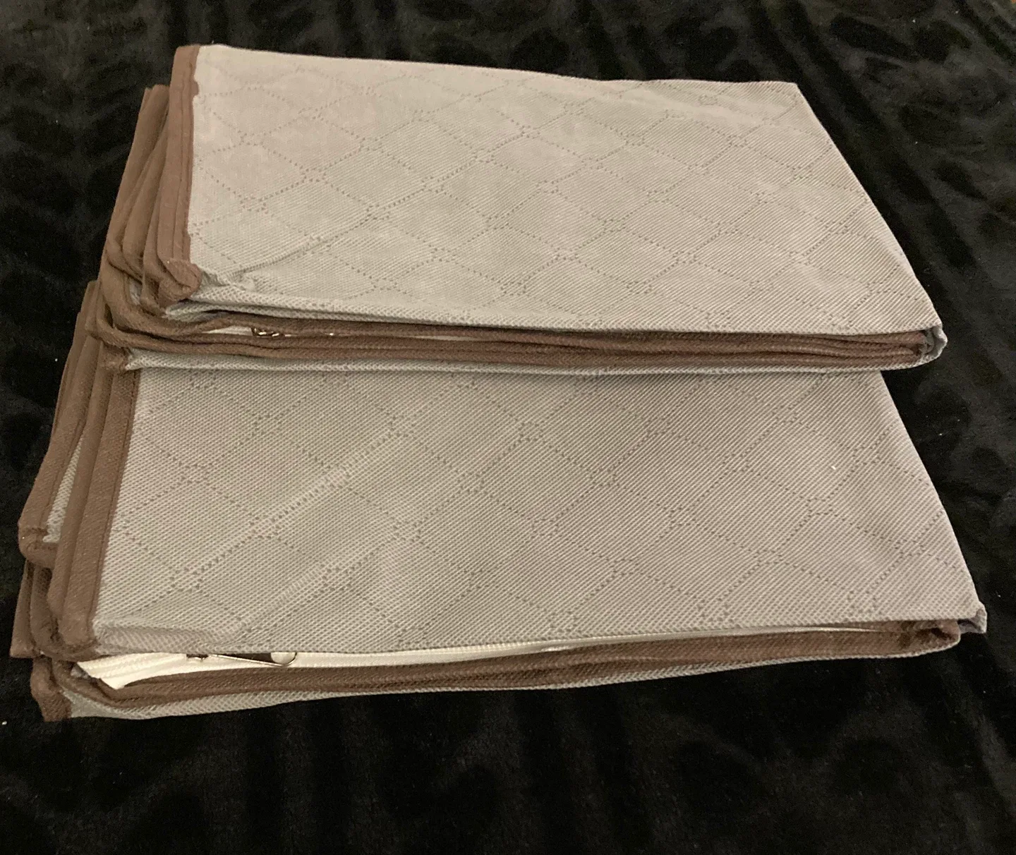 2 new Foldable Clothes Storage Bags - Gray/Brown