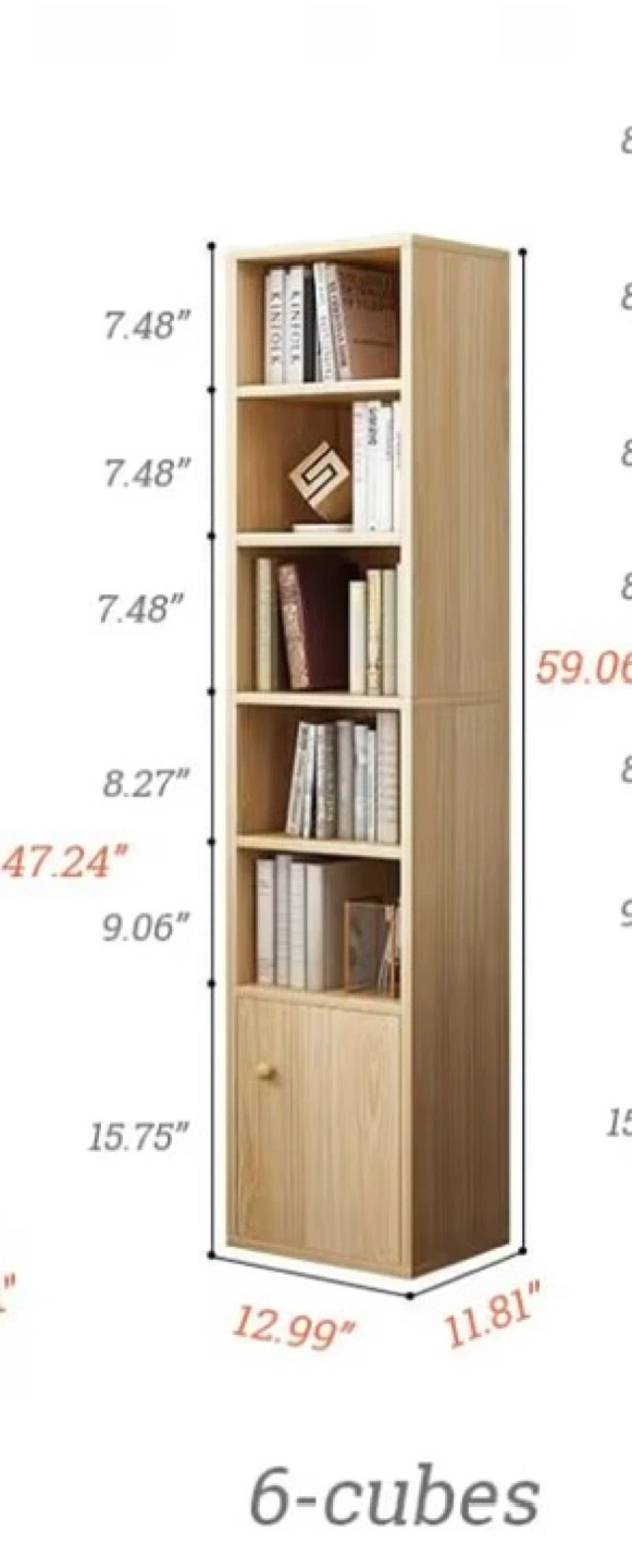 White Narrow Bookcase with Door - photo 3