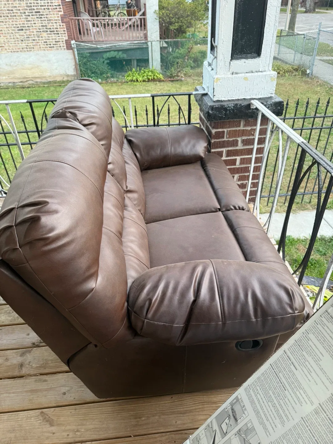 Free freeBrown Leather Reclining Sofa & Loveseat Set