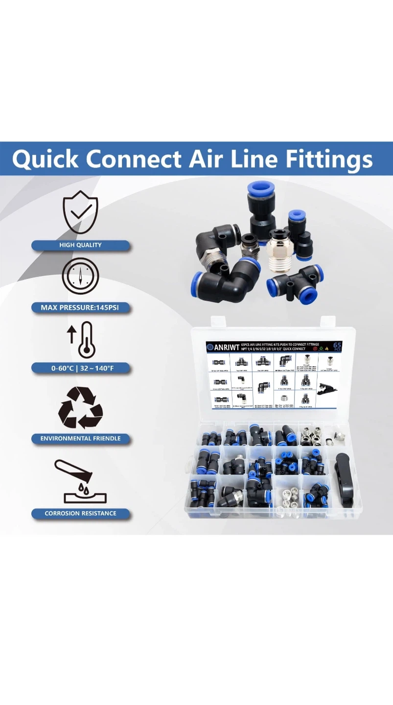 ANRIWT 65pcs Air Line Fittings Kit - photo 2