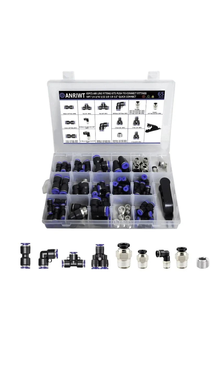 ANRIWT 65pcs Air Line Fittings Kit