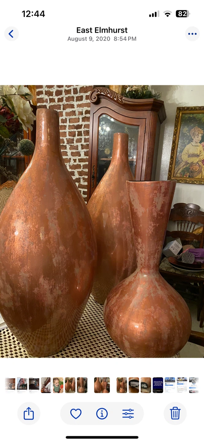 Set of 3 Decorative Copper-Colored Vases - photo 2