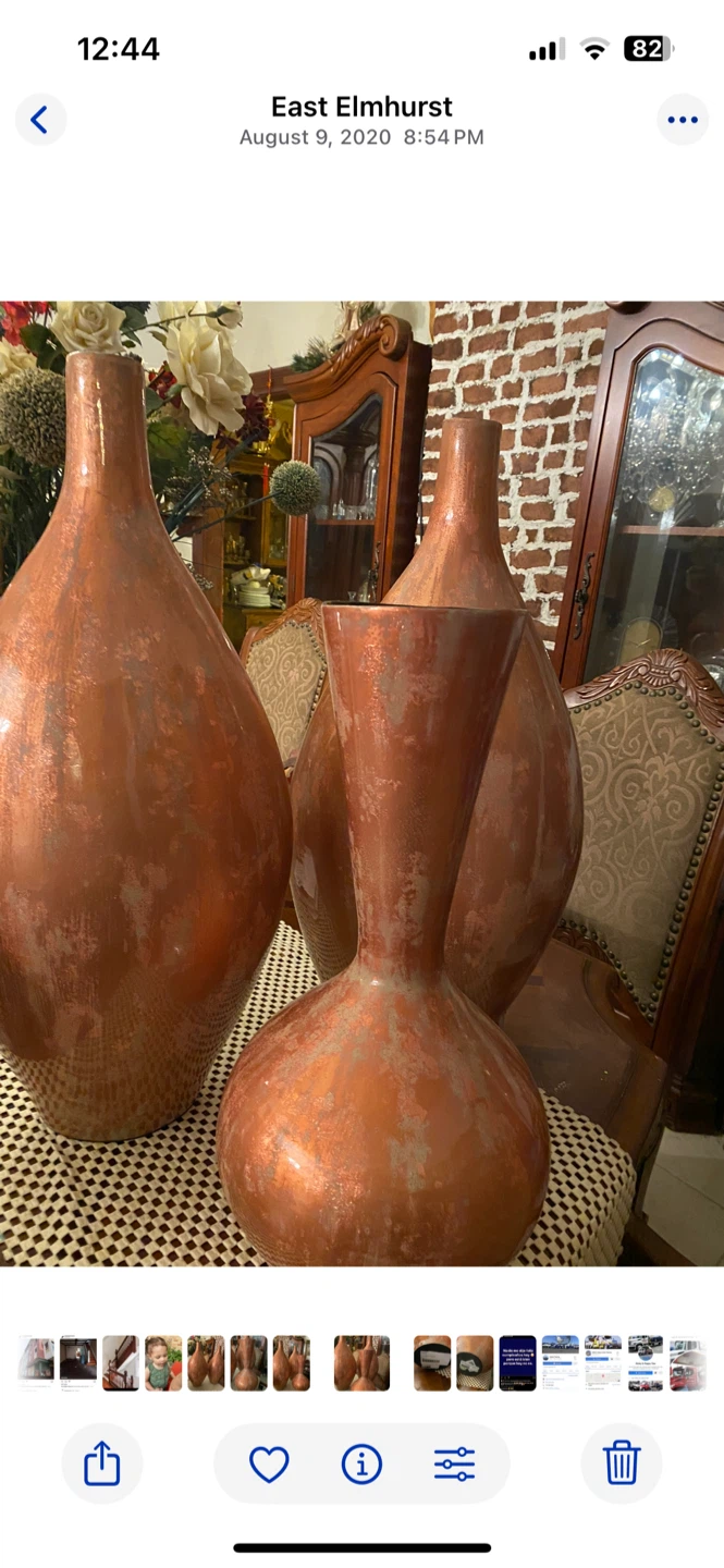Set of 3 Decorative Copper-Colored Vases - photo 5