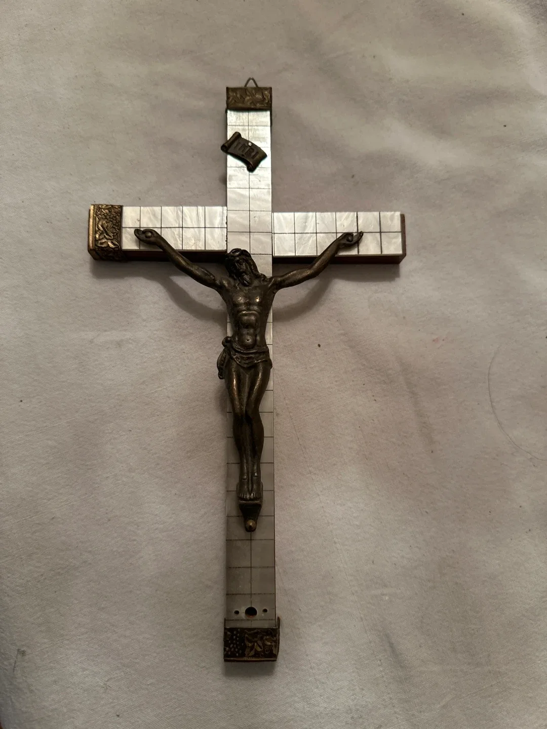 Vintage Crucifix with Mother of Pearl Inlay