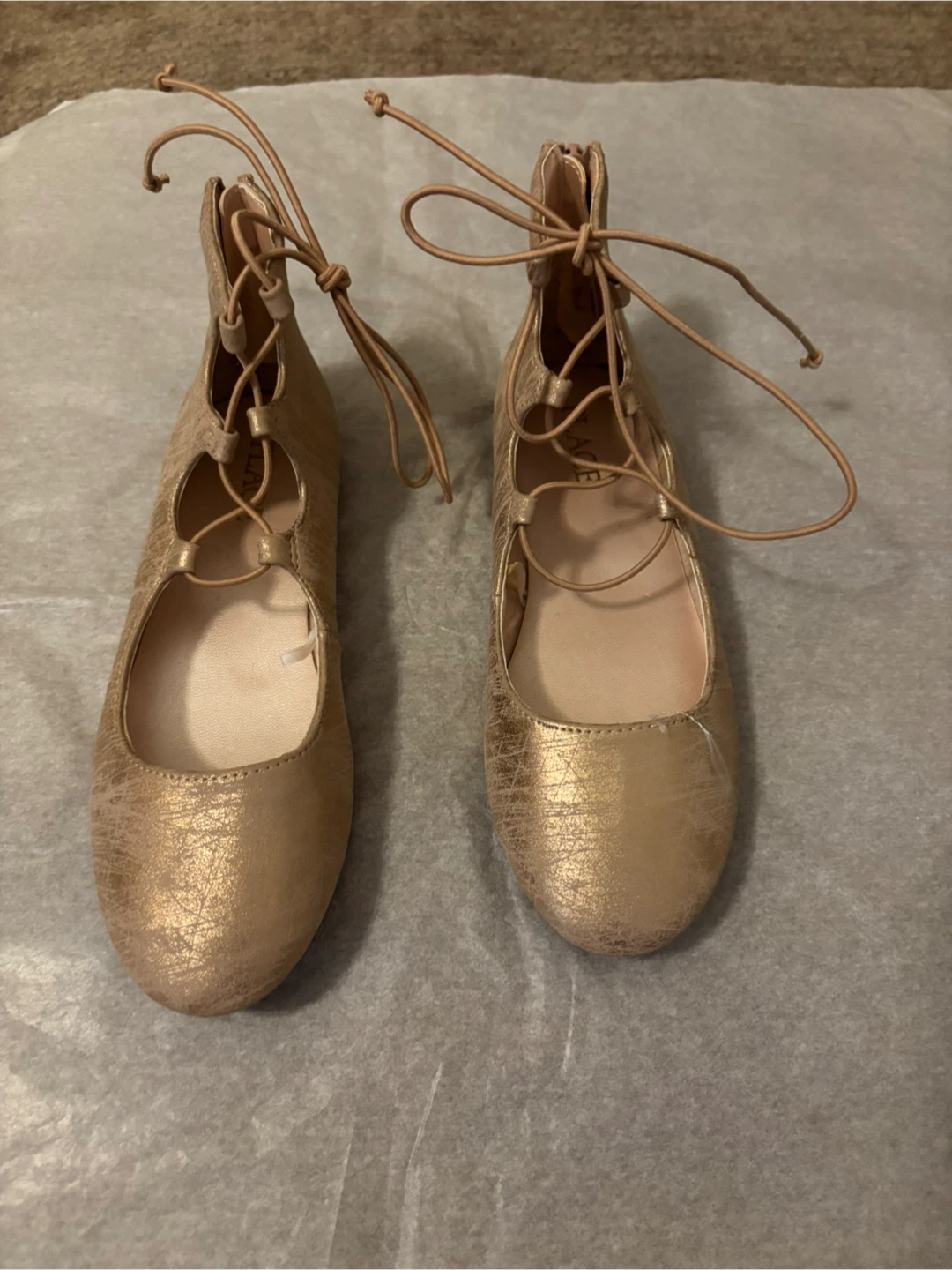 Ballet Flats Lace Up Gold - photo 2