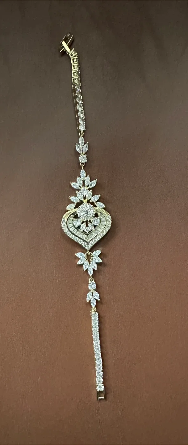 Gold & White CZ  Stone Bracelet- New - $15