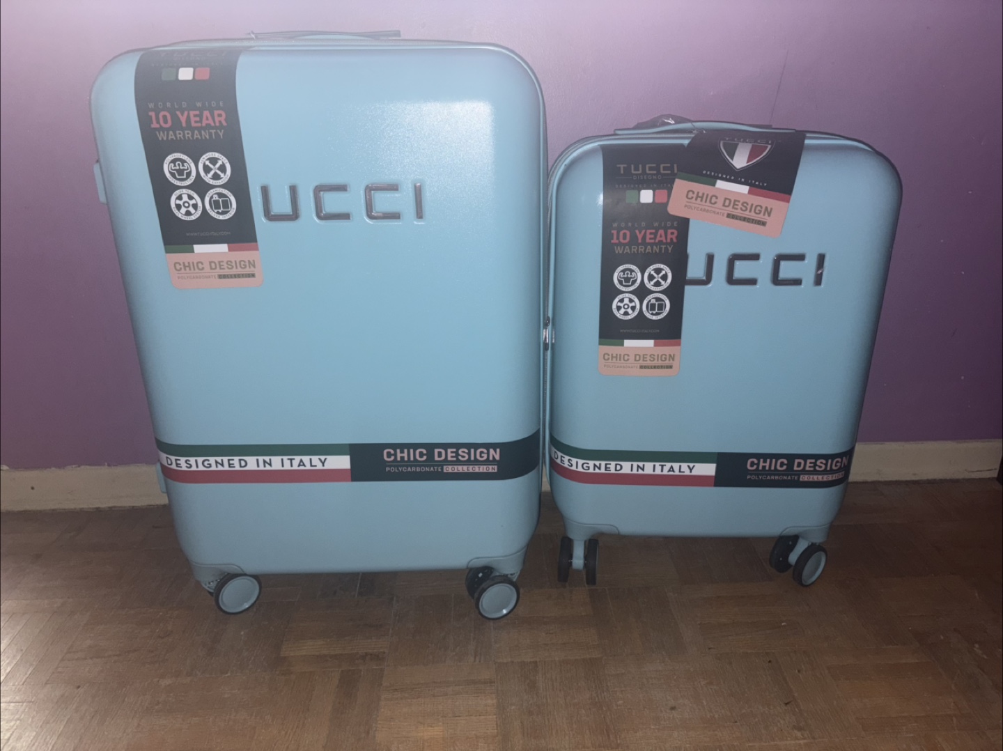 Tucci Chic Design Luggage Set - Light Blue