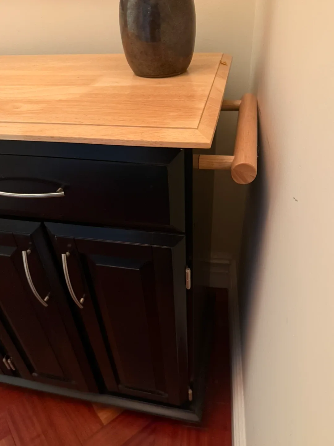 Black Kitchen Island Cart with Wood Top image indicator(5)