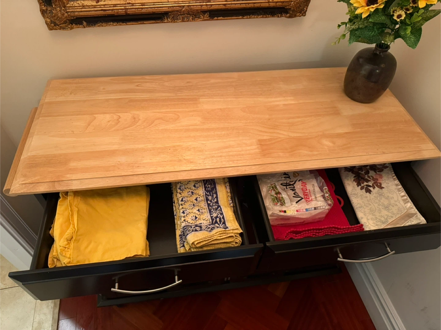Black Kitchen Island Cart with Wood Top - photo 4