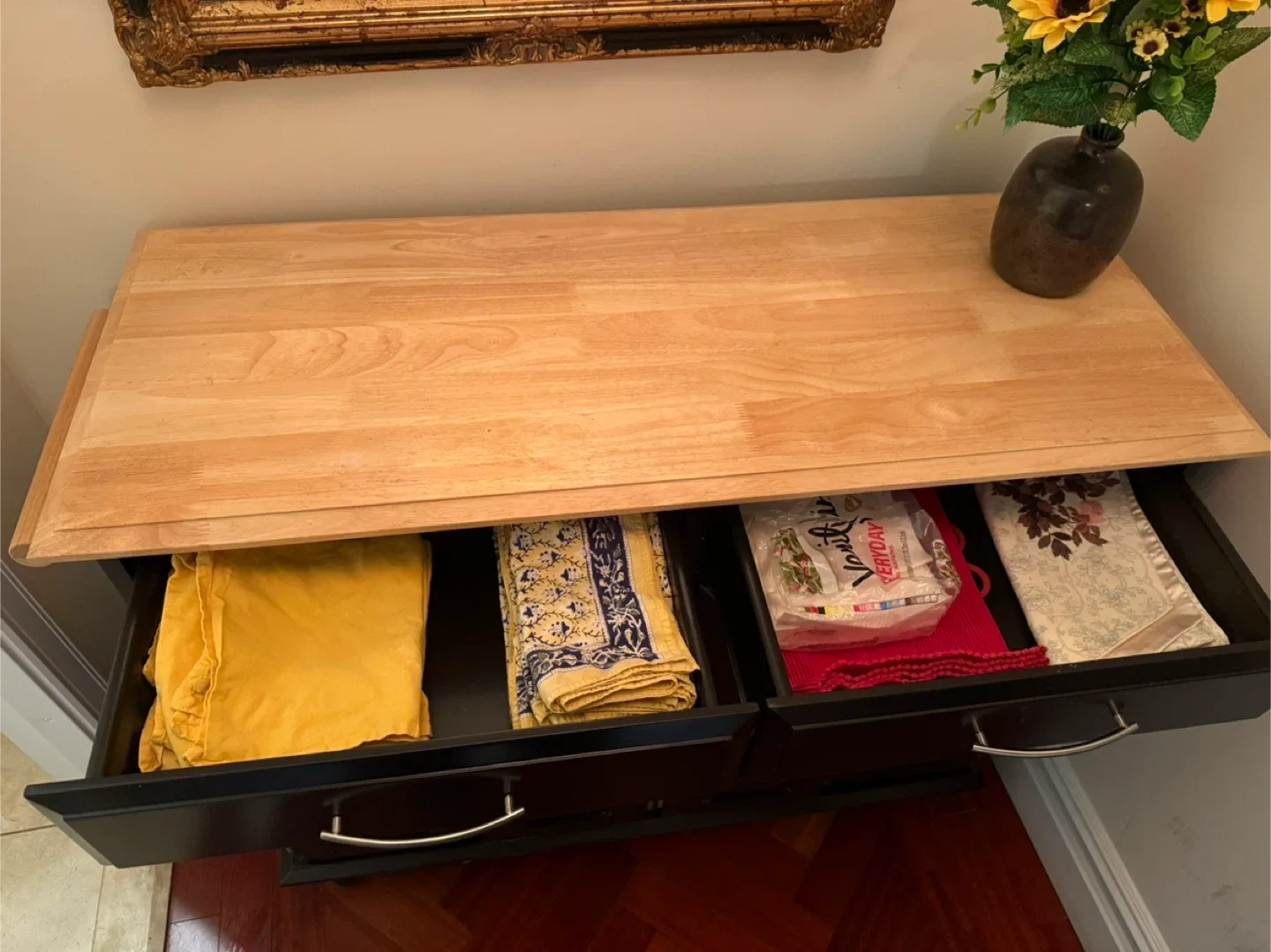 Black Kitchen Island Cart with Wood Top image indicator(4)