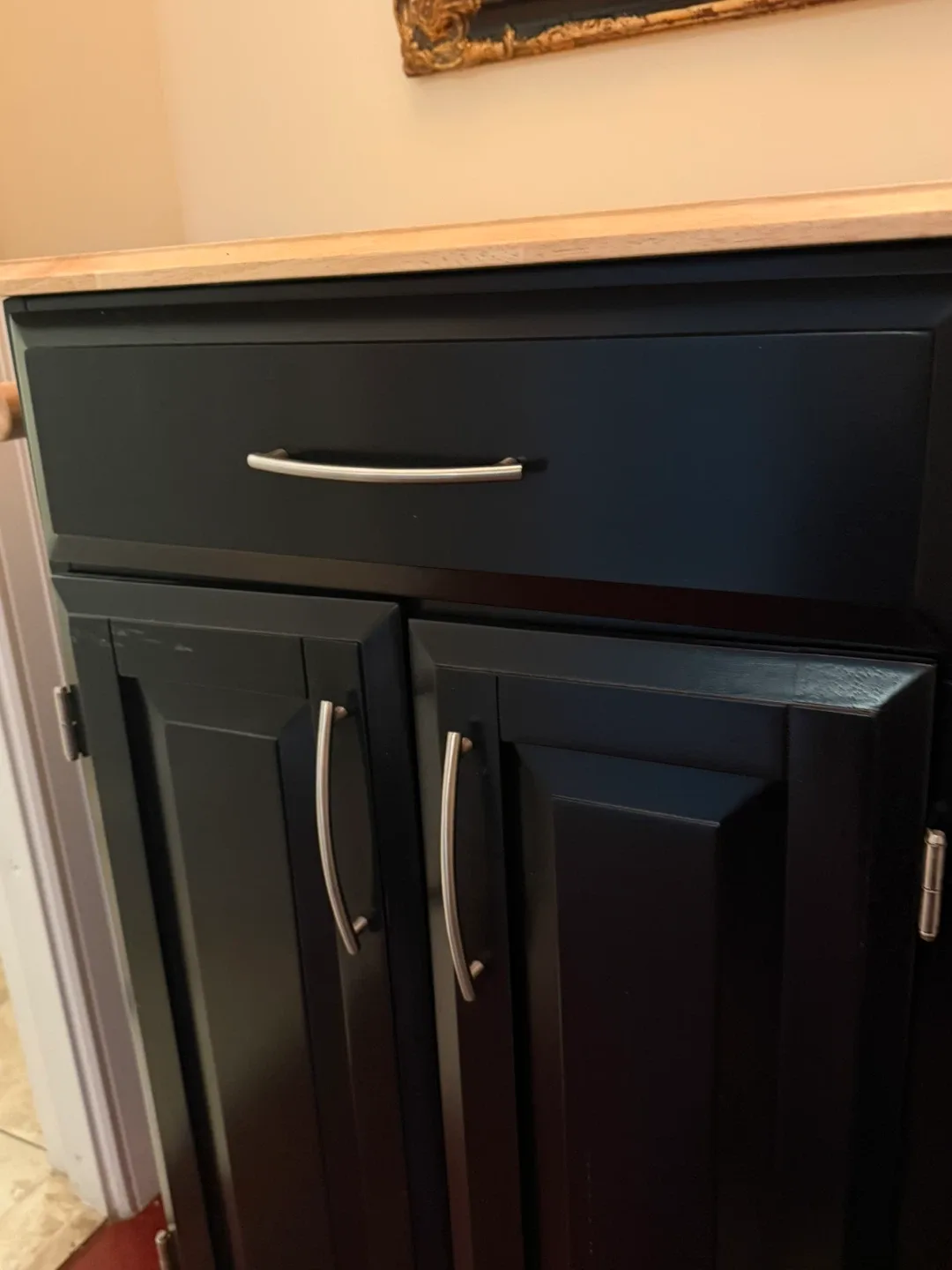 Black Kitchen Island Cart with Wood Top image indicator(6)