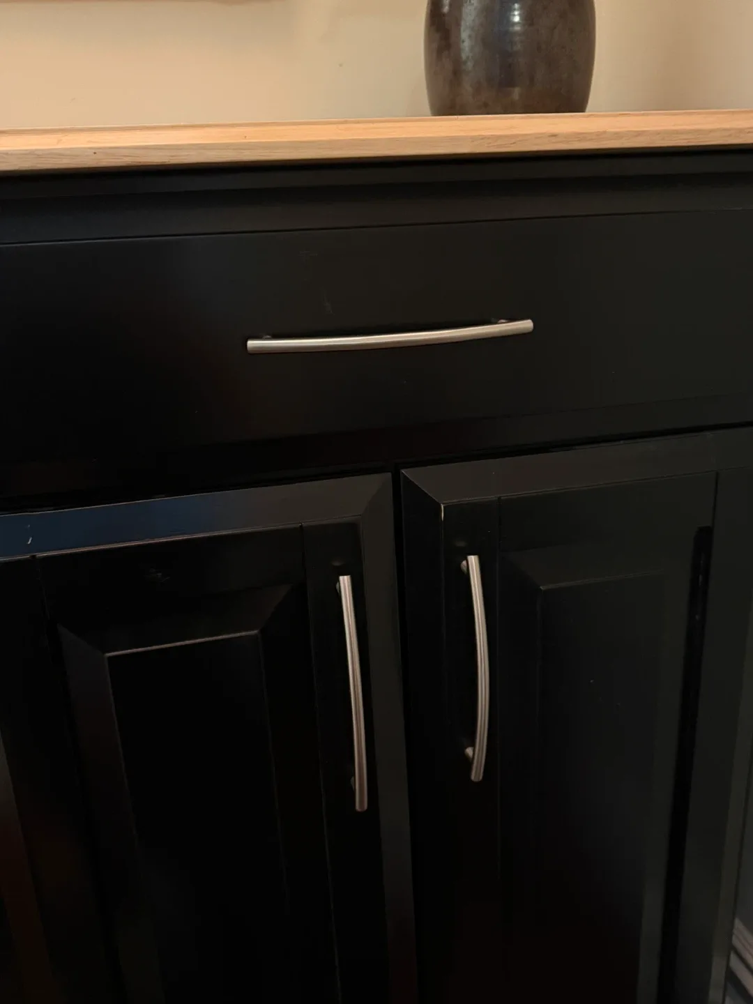 Black Kitchen Island Cart with Wood Top image indicator(7)