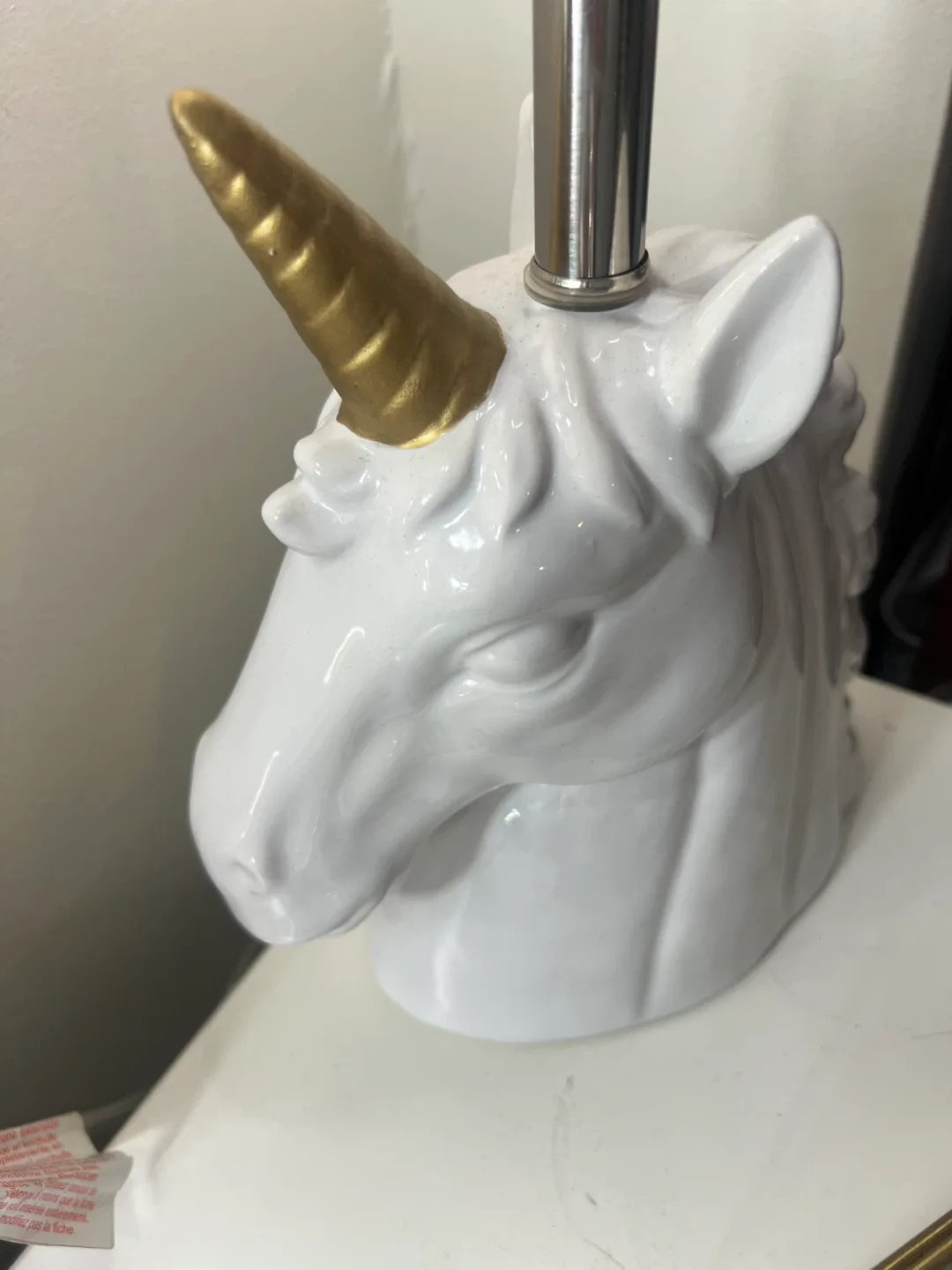 Unicorn Head Table Lamp - White & Gold