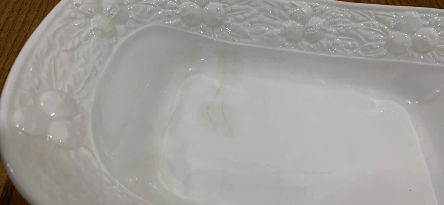 CWC Embossed white Oblong dish Italy -2 - photo 3