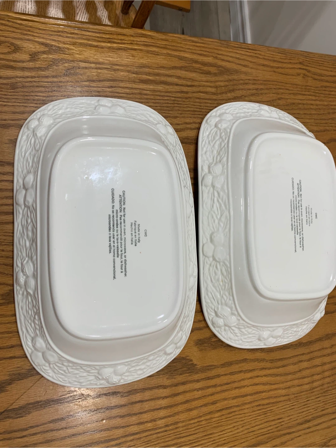 CWC Embossed white Oblong dish Italy -2 - photo 2