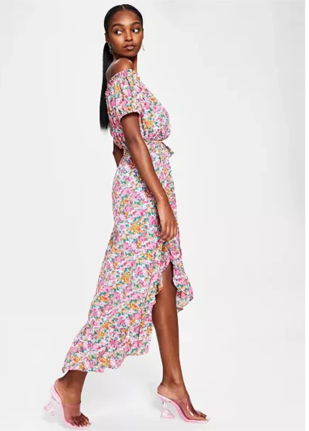 Bar III Women's Floral-Print Off-The-Shoulder Dress sz S image indicator(2)