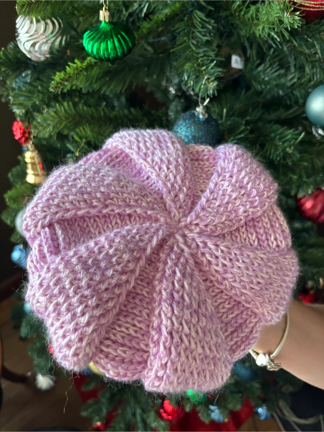 Hand-knitted Pink Beanie for babies 6-9 months