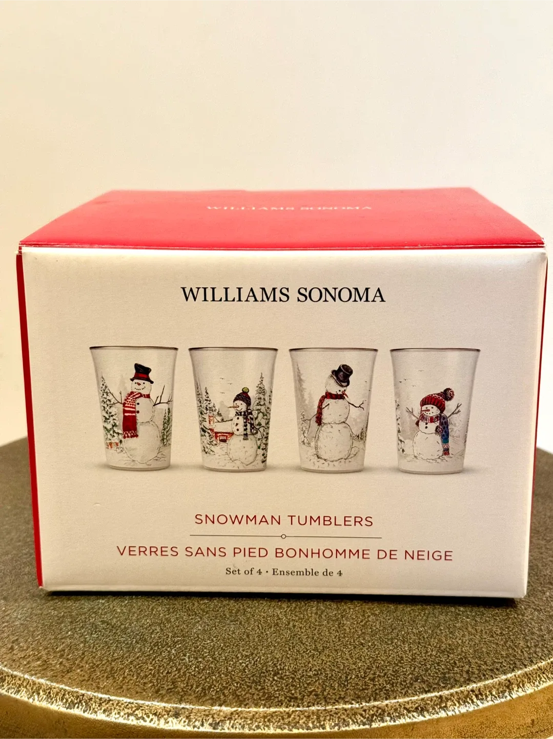 Brand New Williams Sonoma Snowman Tumblers - Set of 4