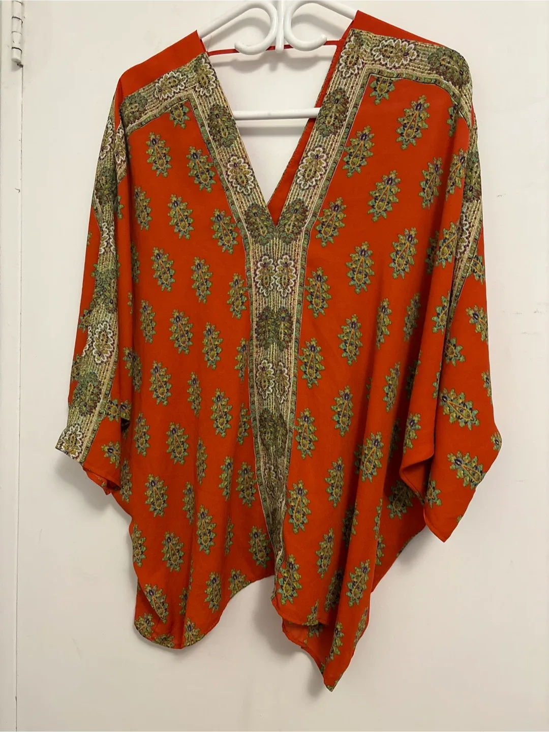 Orange Patterned Kimono Top