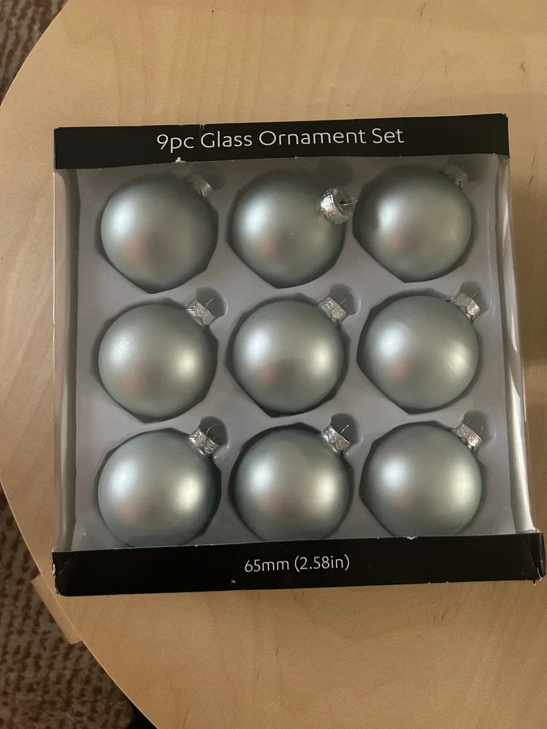 9pc Glass Ornament Set - 2.58in