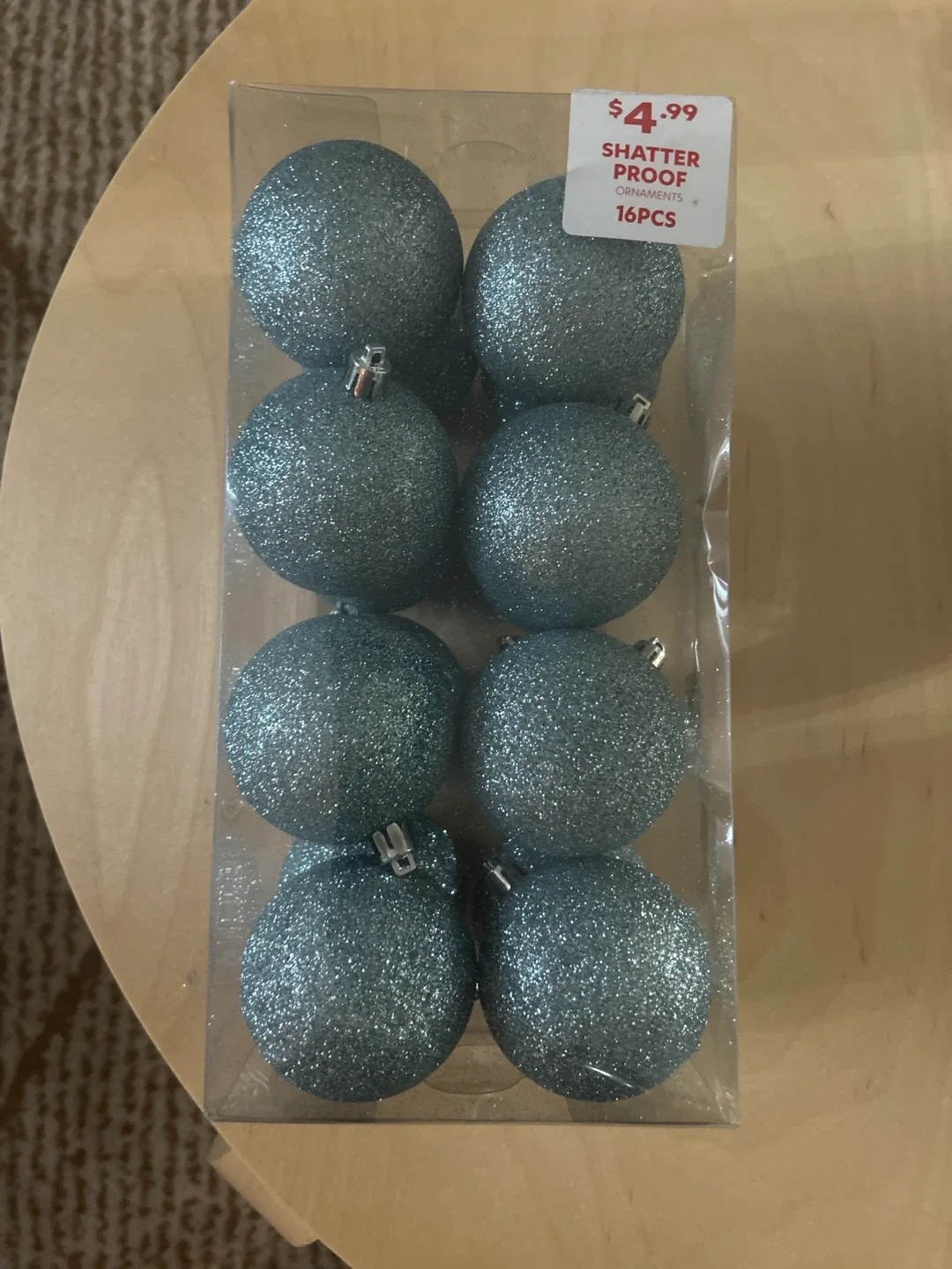 Shatterproof Blue Ornaments - 16 Pcs