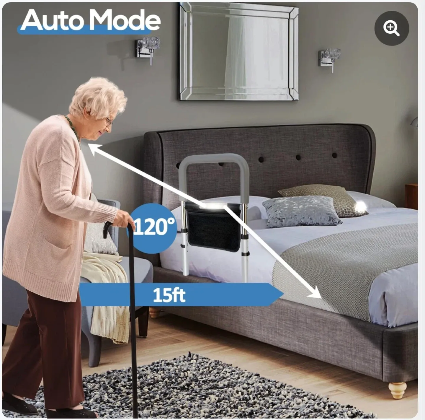 Bed Rails for Ederly Adults Safety, Adjustable Height Bed Assist image indicator(5)