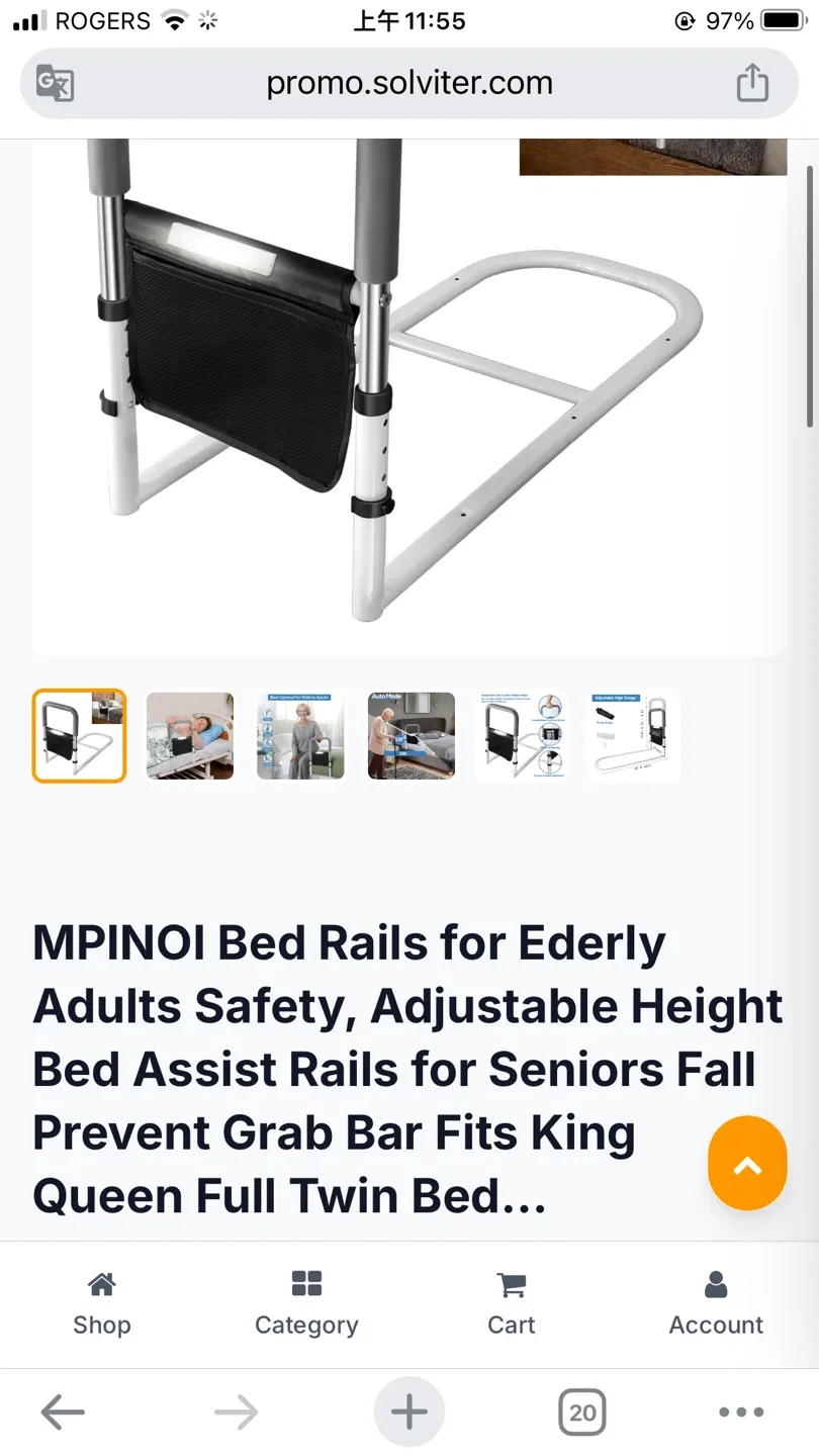 Bed Rails for Ederly Adults Safety, Adjustable Height Bed Assist image indicator(2)