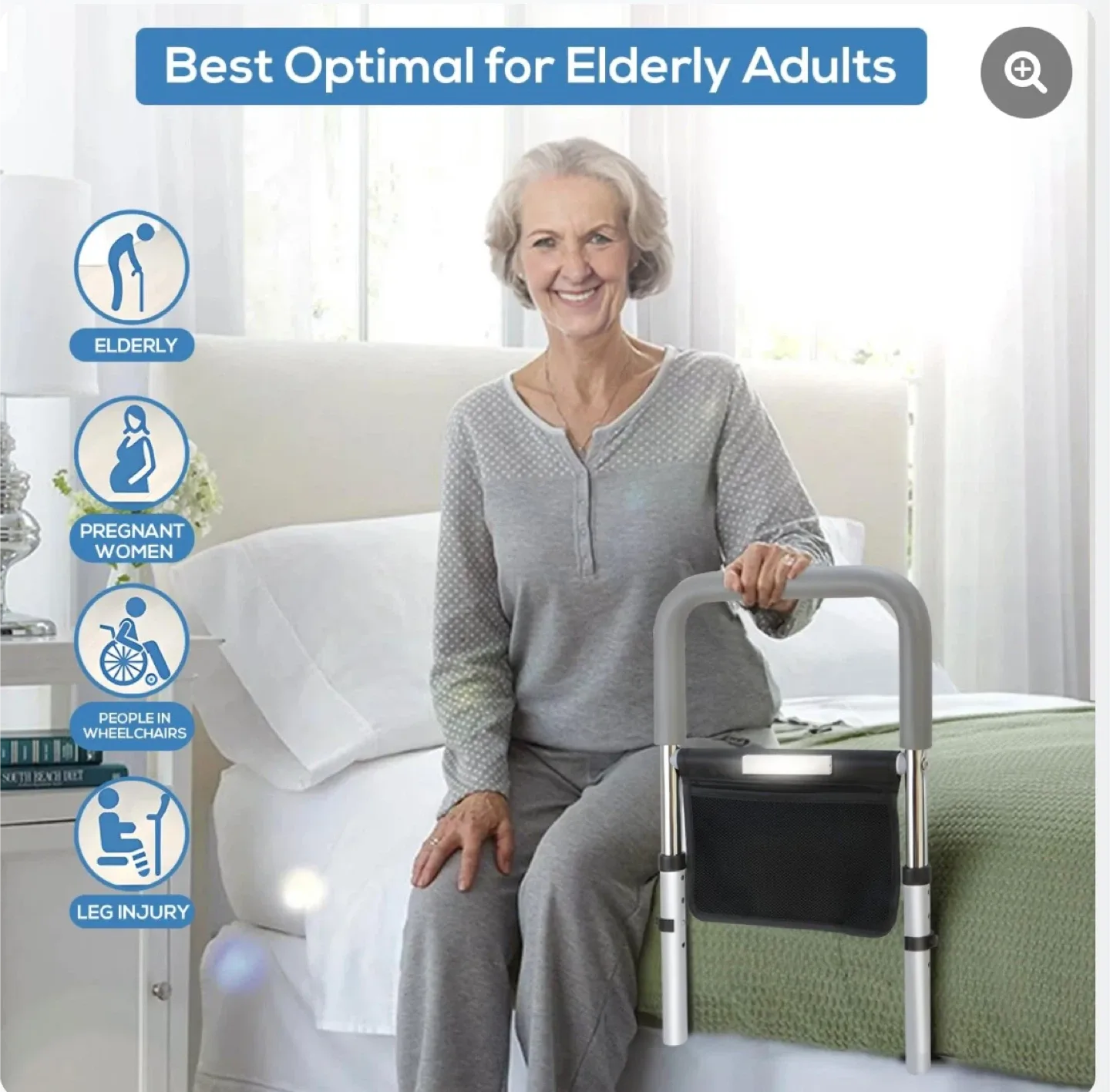 Bed Rails for Ederly Adults Safety, Adjustable Height Bed Assist image indicator(4)