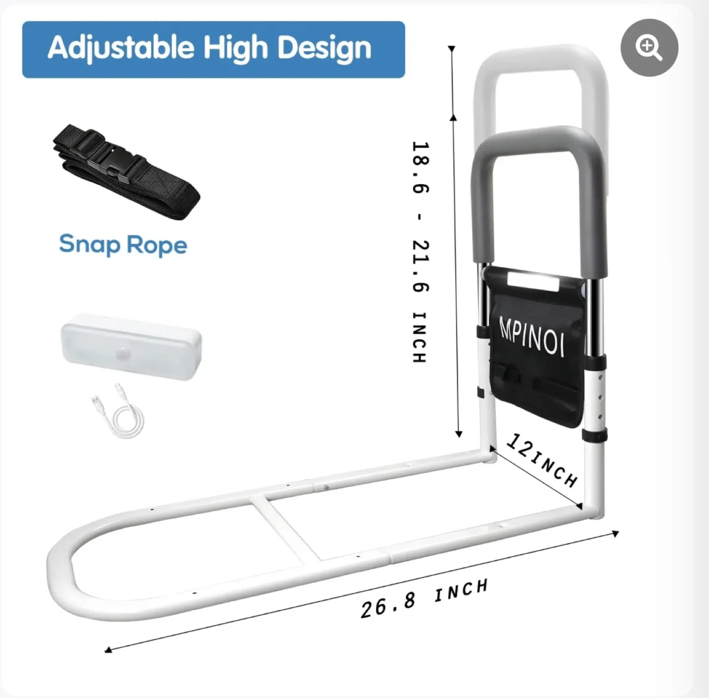 Bed Rails for Ederly Adults Safety, Adjustable Height Bed Assist image indicator(7)