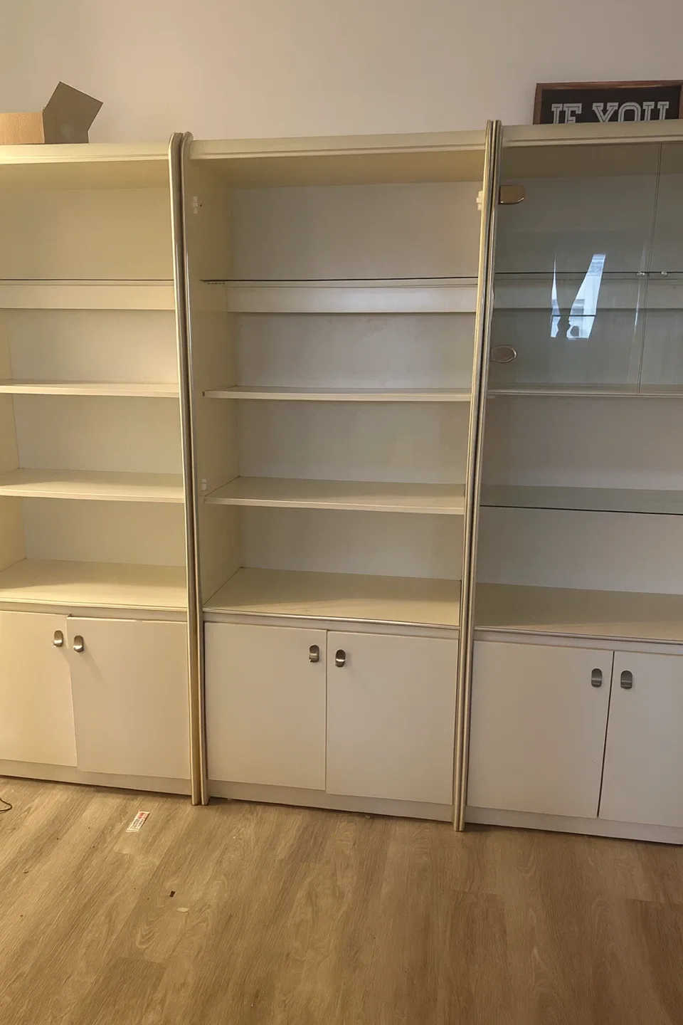 Vintage cream colour Bookcase with Cabinets