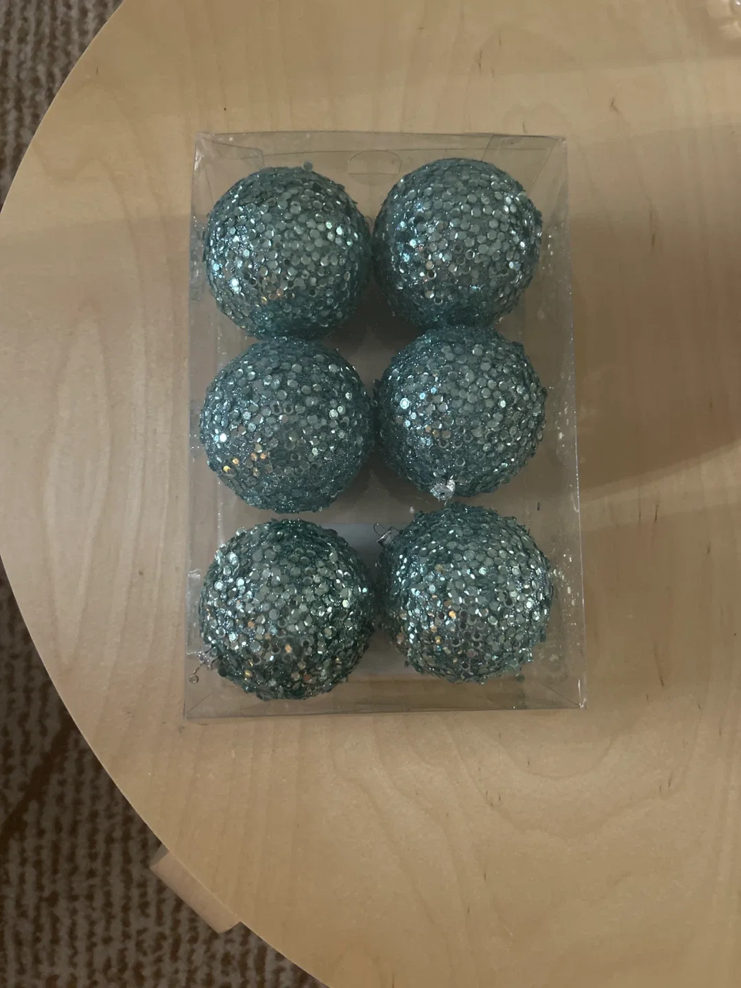 Set of 6 Blue Glitter Christmas Ornaments