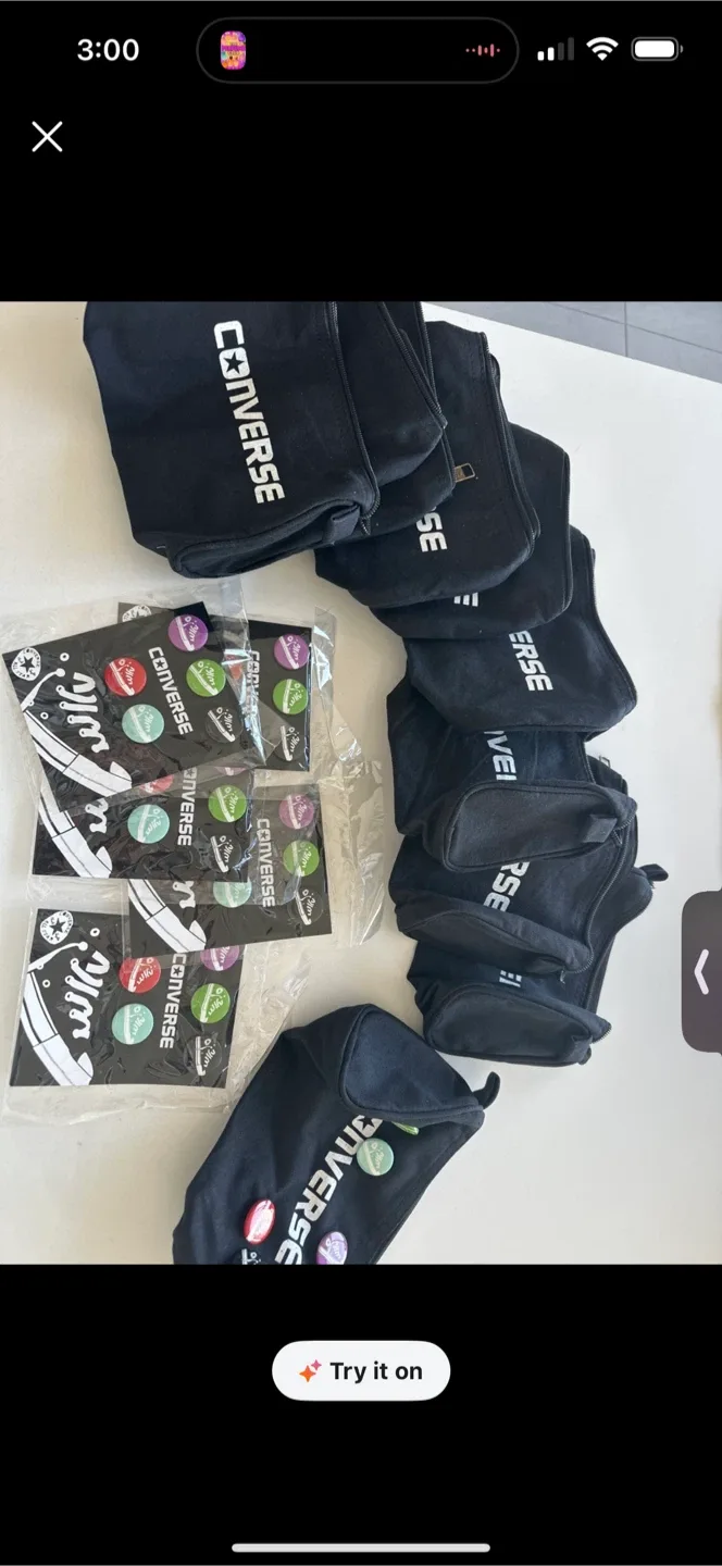 Converse Black Bag with Pins