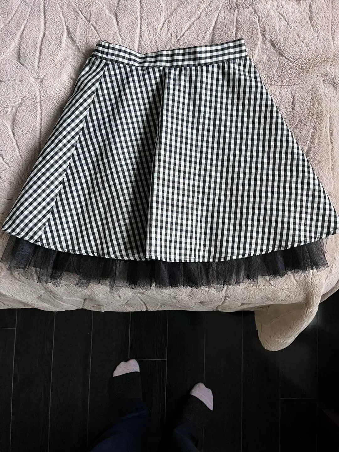 George Black & White Gingham Skirt - Size 5