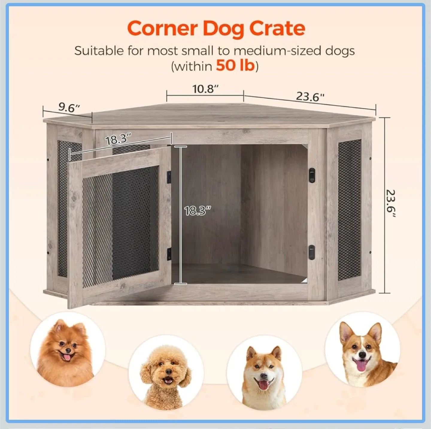 Corner Wooden Dog Crate image indicator(4)