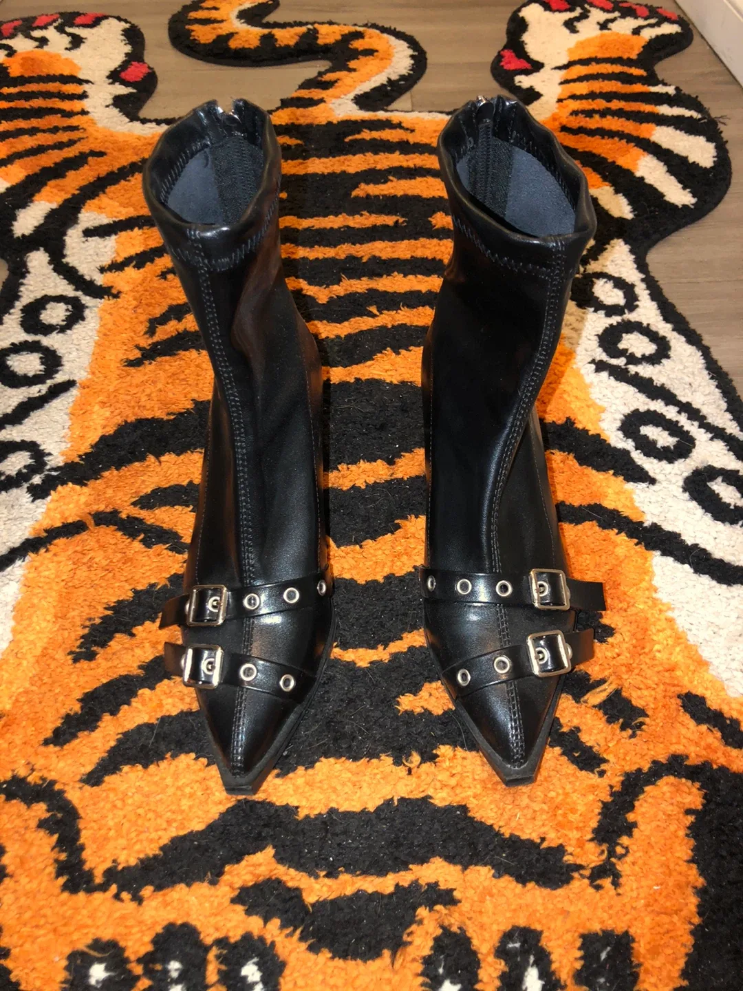 Black Ankle Boots with Buckle Detail size 6.5 image indicator(2)