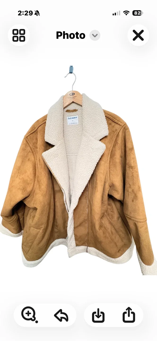 Old Navy Tan Faux Suede Sherpa Jacket - Size M