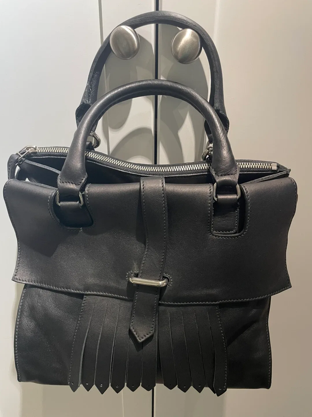 Brand New Roots Black Leather Handbag