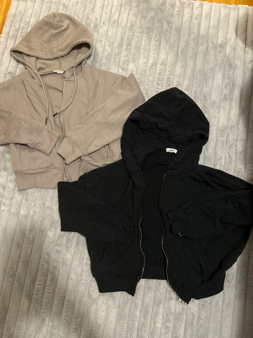 Garage Zip-Up Hoodies - Black & Beige